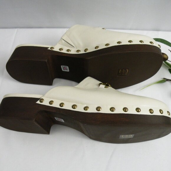 $320 Larroude Zuzi Bit Mule CLOG Ivory SLIP ON GOLDTONE HARDWARE 10 - Picture 7 of 8